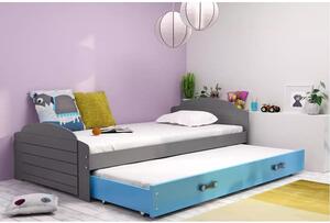 Dětská postel LILI s výsuvným lůžkem 90x200 cm - grafit Modrá