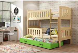 Dětská patrová postel KUBUS s úložným prostorem 90x200 cm - borovice Zelená