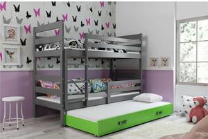Dětská patrová postel ERYK s výsuvným lůžkem 90x200 cm - grafit Zelená
