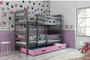 Dětská patrová postel ERYK 90x200 cm - grafit Růžová