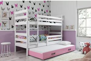 Dětská patrová postel ERYK s výsuvným lůžkem 80x160 cm - bílá Modrá