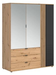 VABRES šatní skříň SZF1D2M3S, dub artisan/černá