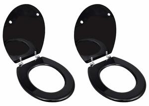 WC sedátka s víky 2 ks MDF černá 275908