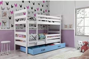 Dětská patrová postel ERYK 90x200 cm - bílá Modrá