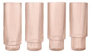 Vysoké sklenice Ripple Blush 300 ml – set 4 ks