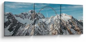 Obraz zasněžených vrcholků, Fiordland (s hodinami) (90x30 cm)