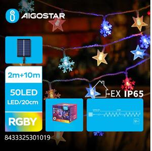 Aigostar - LED Solární řetěz 50xLED/8 funkcí 12m IP65 multicolor