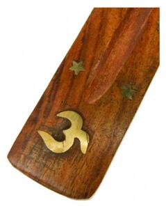 Stojánek na vonné tyčinky – dřevěný se symbolem Óm