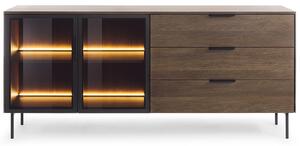 LUMI d | komoda 181 2D3S + LED | 181 cm | dub dunin/černá