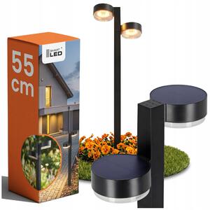 LED solární dvouramenné zápichové svítidlo, 55 cm, 100 lm, 3000 K, IP65