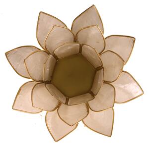 Svícen - lotosový květ - bílý perleťový - velký