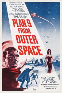 Obrazová reprodukce Plan 9 from Outer Space (Vintage Cinema / Retro Movie Theatre Poster / Horror & Sci-Fi), (26.7 x 40 cm)