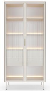 LUMI k | vysoká vitrína 91 2D2S + LED | 91,5 cm | kašmír/zlatá