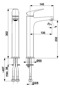 KFA Armatura 5552-712-81 - Umyvadlová baterie + výpusť OTAVA 30,2 cm matná černá