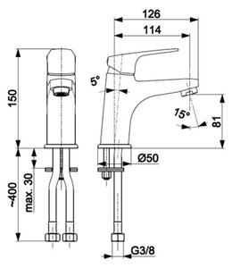 KFA Armatura 5552-815-81 - Umyvadlová baterie + výpusť OTAVA 15 cm matná černá