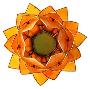 Svícen - lotosový květ - oranžový - velký kulatý