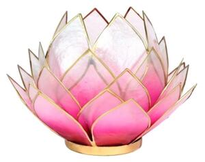 Milujeme Kameny Svícen - lotosový květ - růžový - velký kulatý