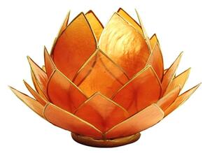 Milujeme Kameny Svícen - lotosový květ - oranžový - velký kulatý
