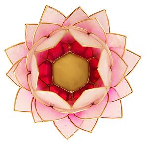 Svícen - lotosový květ - růžový - velký kulatý