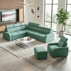 Sedací souprava OSLO L + křeslo + taburet | 250x315 | rozkládací + 2x úložný prostor | VÝBĚR TKANIN