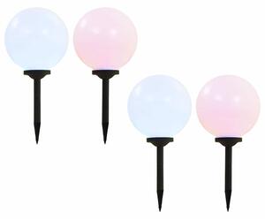 Zahradní solární lampy 4 ks LED kulovité 30 cm RGB 277127