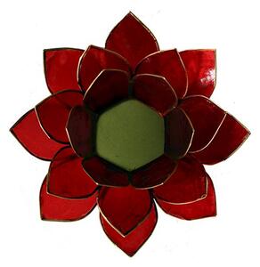 Svícen - lotosový květ - červený - velký