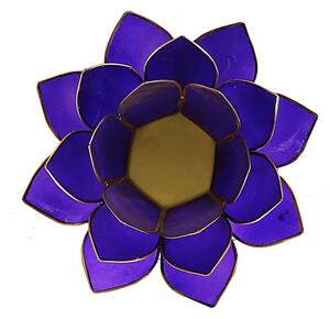 Svícen - lotosový květ - tmavě modrý - velký