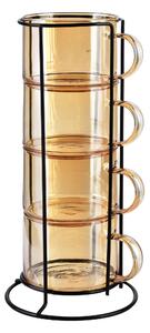 Mondex Sada 4 ks skleněných hrnků PETER HONEY 350 ml žlutá