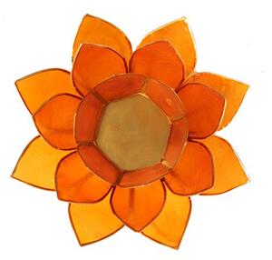 Svícen - lotosový květ - oranžový - velký