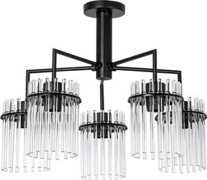 Lustr na tyči 5xE27/60W/230V černá/čirá