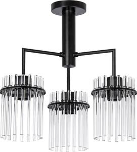 Lustr na tyči 3xE27/60W/230V černá/čirá