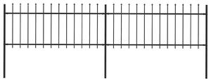 Zahradní plot s kopím nahoře ocelový 337 x 80 cm černý 277603