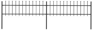 Zahradní plot s kopím nahoře ocelový 337 x 60 cm černý 277594