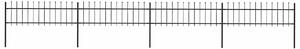 Zahradní plot s kopím nahoře ocelový 671 x 60 cm černý 277596