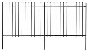 Zahradní plot s kopím nahoře ocelový 337 x 150 cm černý 277630