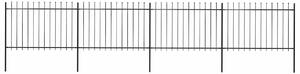 Zahradní plot s kopím nahoře ocelový 671 x 120 cm černý 277623