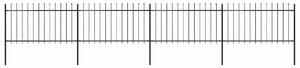 Zahradní plot s kopím nahoře ocelový 671 x 100 cm černý 277614