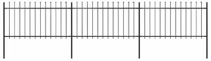 Zahradní plot s kopím nahoře ocelový 504 x 100 cm černý 277613