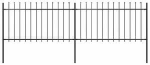 Zahradní plot s kopím nahoře ocelový 337 x 100 cm černý 277612
