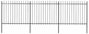 Zahradní plot s kopím nahoře ocelový 504 x 150 cm černý 277631
