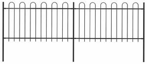Zahradní plot s obloukem nahoře ocelový 337 x 100 cm černý 277657