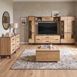 Obývací stěna FRIDA A | 317,5 + 182 cm | 7 dílů | dub riviera | POUZE do VYPRODÁNÍ