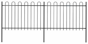 Zahradní plot s obloukem nahoře ocelový 337 x 120 cm černý 277666