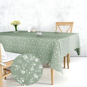 Ervi bavlněný ubrus na stůl obdélníkový - květiny na olivovém