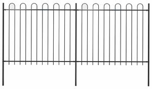 Zahradní plot s obloukem nahoře ocelový 337 x 150 cm černý 277675