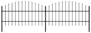 Zahradní plot s kopím nahoře ocelový 337 x 100 cm černý 277713