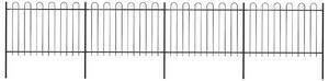 Zahradní plot s obloukem nahoře ocelový 671 x 120 cm černý 277668