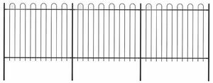 Zahradní plot s obloukem nahoře ocelový 504 x 150 cm černý 277676