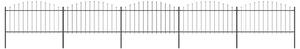 Zahradní plot s kopím nahoře ocelový 838 x 150 cm černý 277734