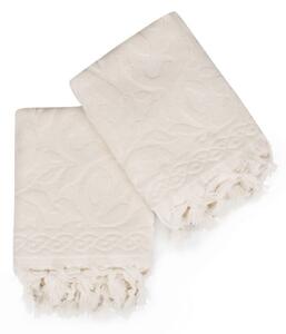 Sada dvou bílých ručníků Bohème, 90 x 50 cm